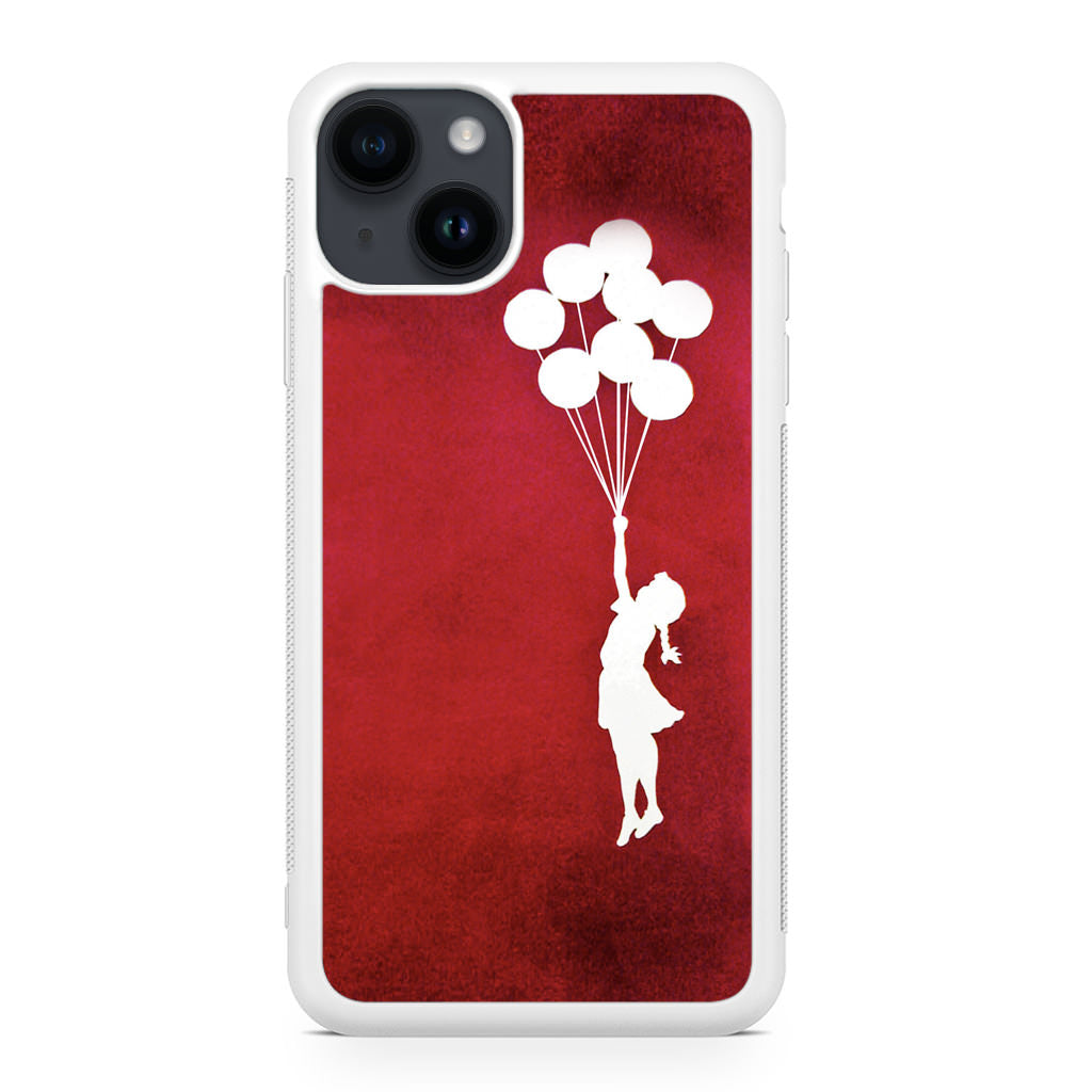 Banksy Girl With Balloons Red iPhone 15 / 15 Plus Case