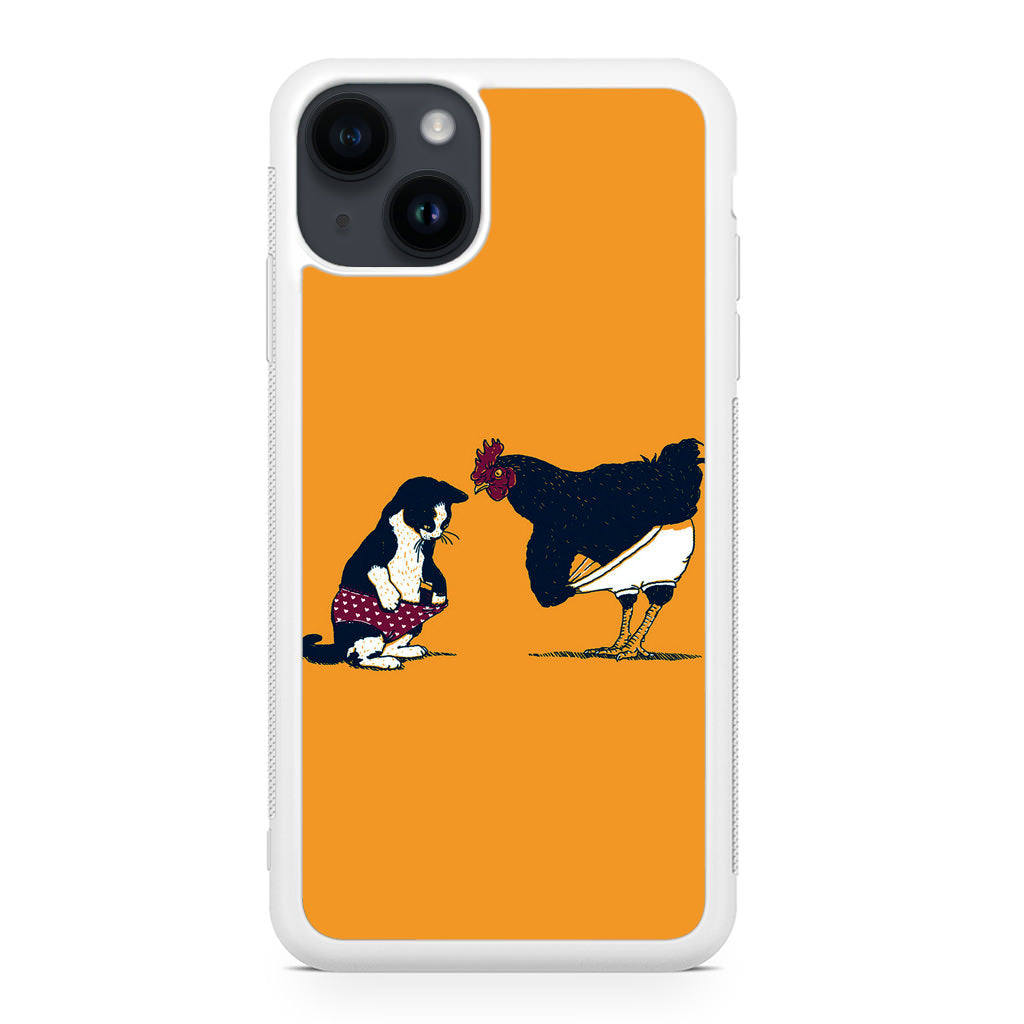 Cat Chicken Yellow Underwear Cute iPhone 14 / 14 Plus Case