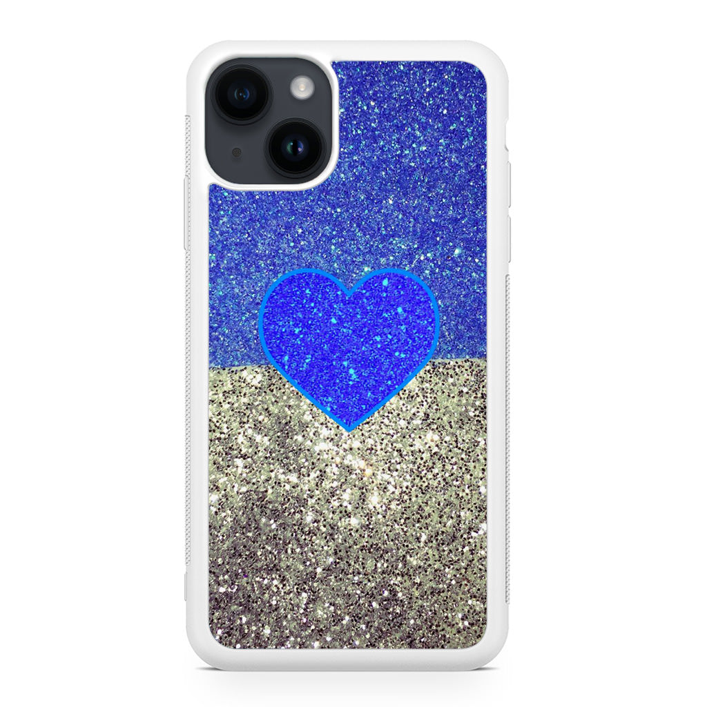 Love Glitter Blue and Grey iPhone 14 / 14 Plus Case