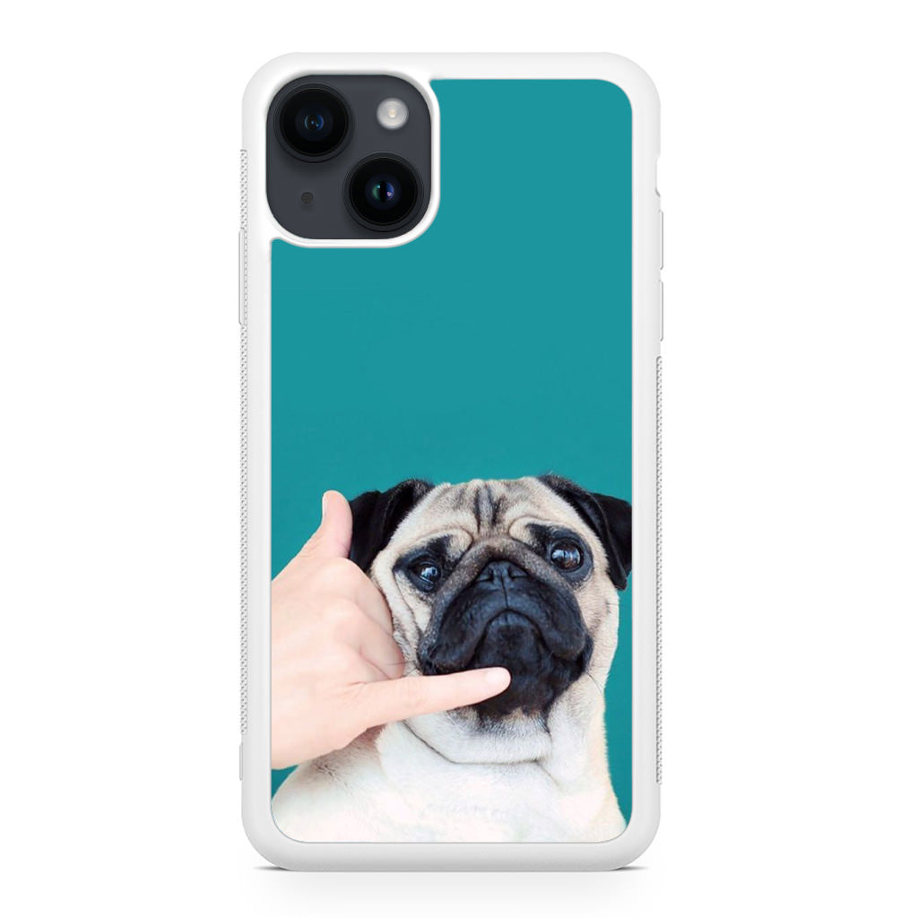 Pug is on the Phone iPhone 14 / 14 Plus Case