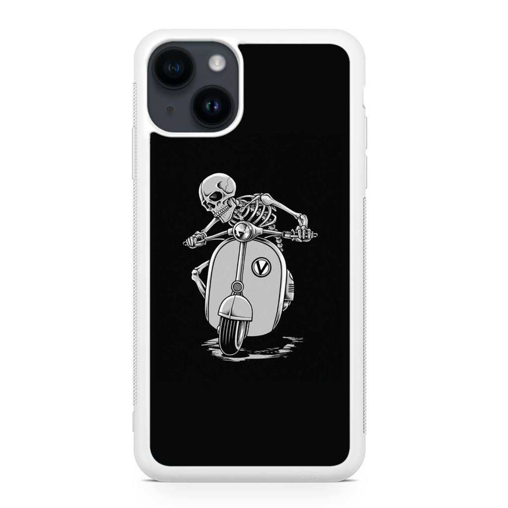 Skeleton Rides Scooter iPhone 14 / 14 Plus Case