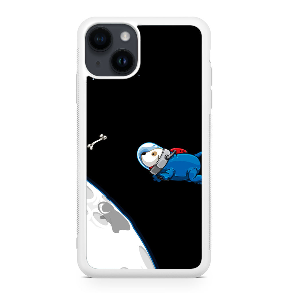 Space Dog Chasing A Bone iPhone 14 / 14 Plus Case