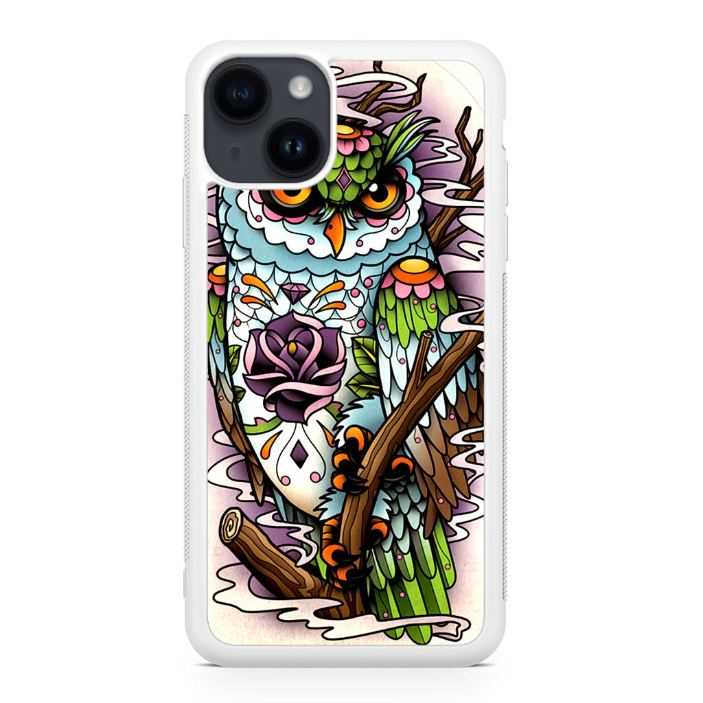 Sugar Skull Owl Tattoo iPhone 14 / 14 Plus Case