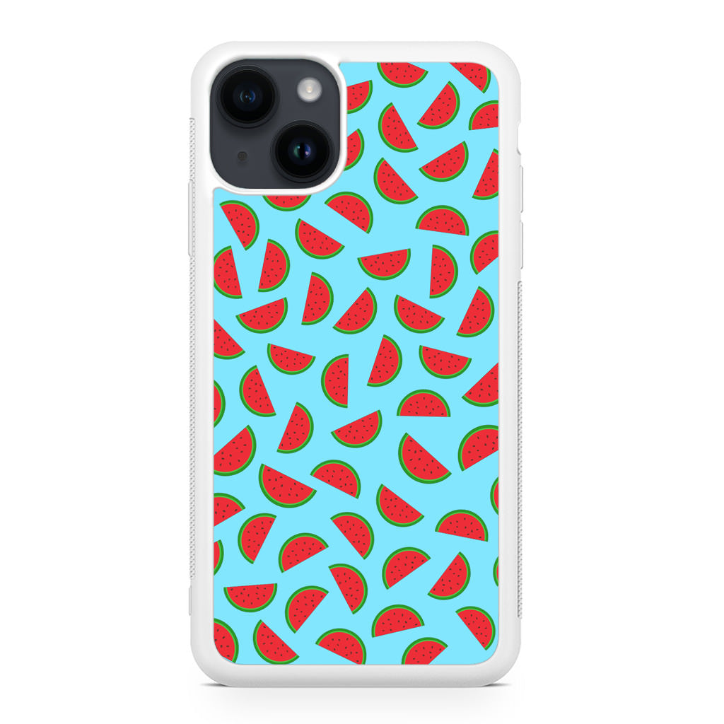 Watermelon Fruit Pattern Blue iPhone 14 / 14 Plus Case