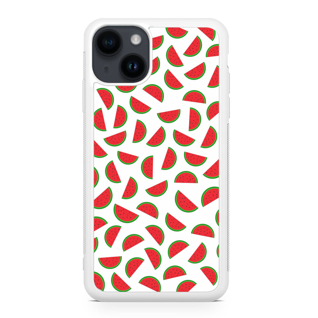 Watermelon Fruit Pattern White iPhone 14 / 14 Plus Case