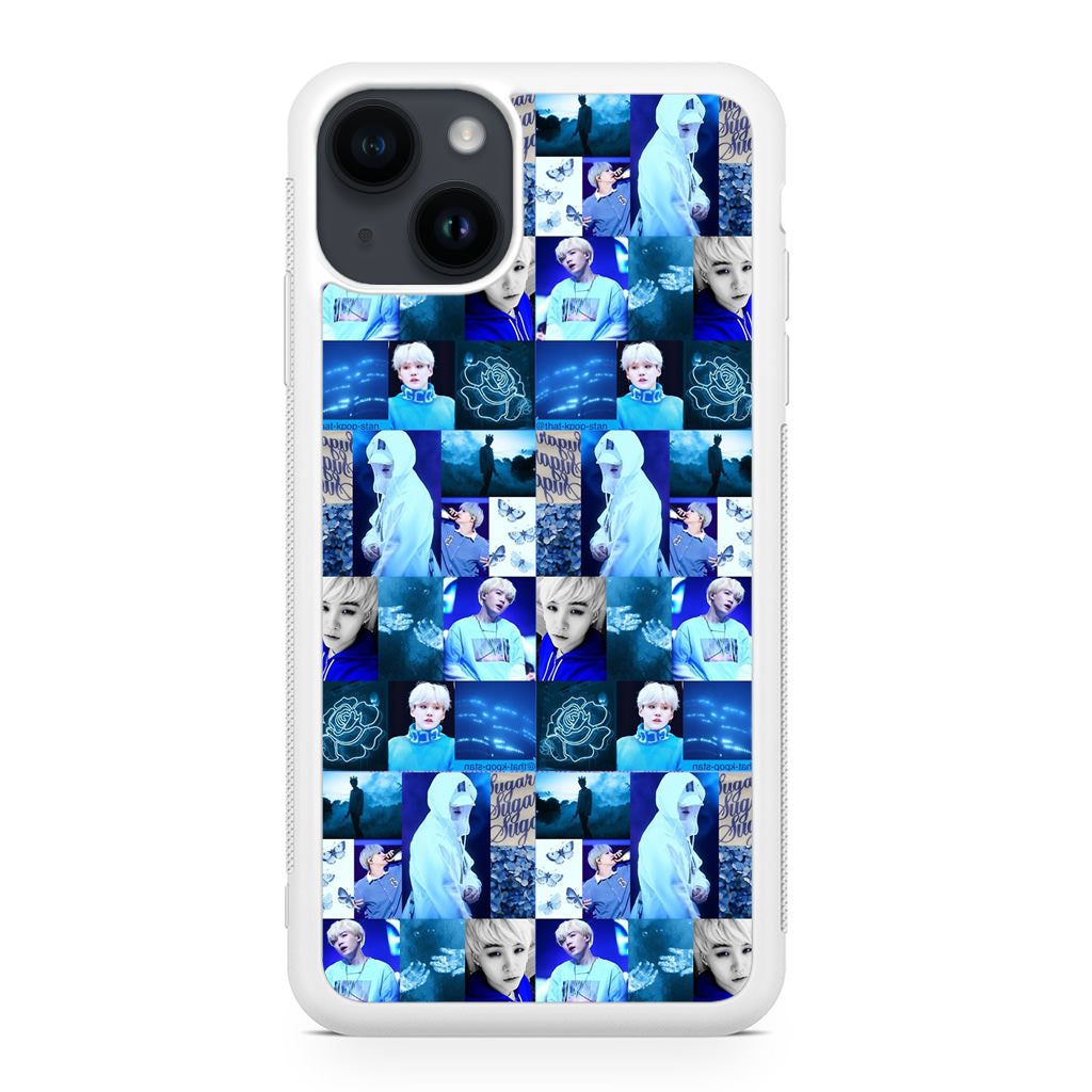 BTS Suga Blue Aesthetic Collage iPhone 14 / 14 Plus Case