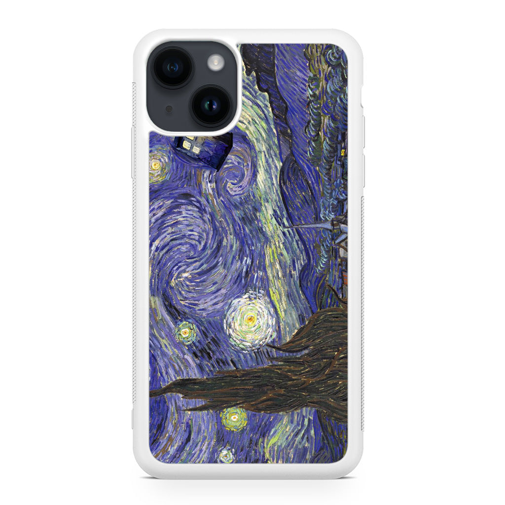 Dr Who Tardis In Van Gogh Starry Night iPhone 14 / 14 Plus Case