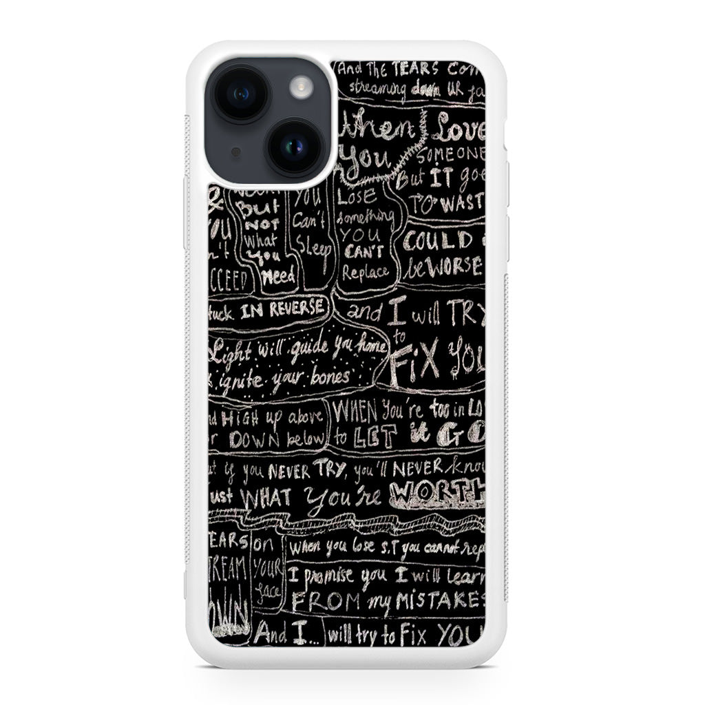 Fix You Lyrics iPhone 14 / 14 Plus Case