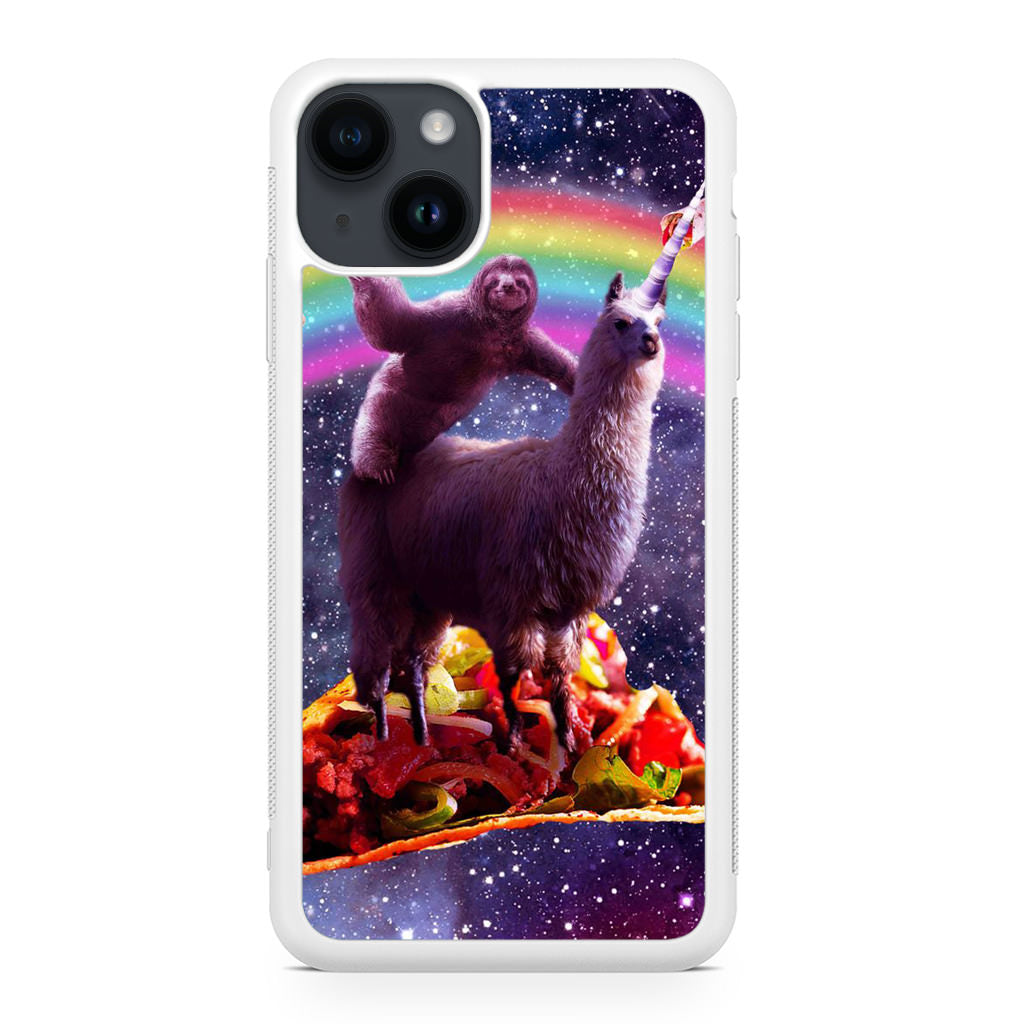 LLama And Sloth On Space iPhone 14 / 14 Plus Case