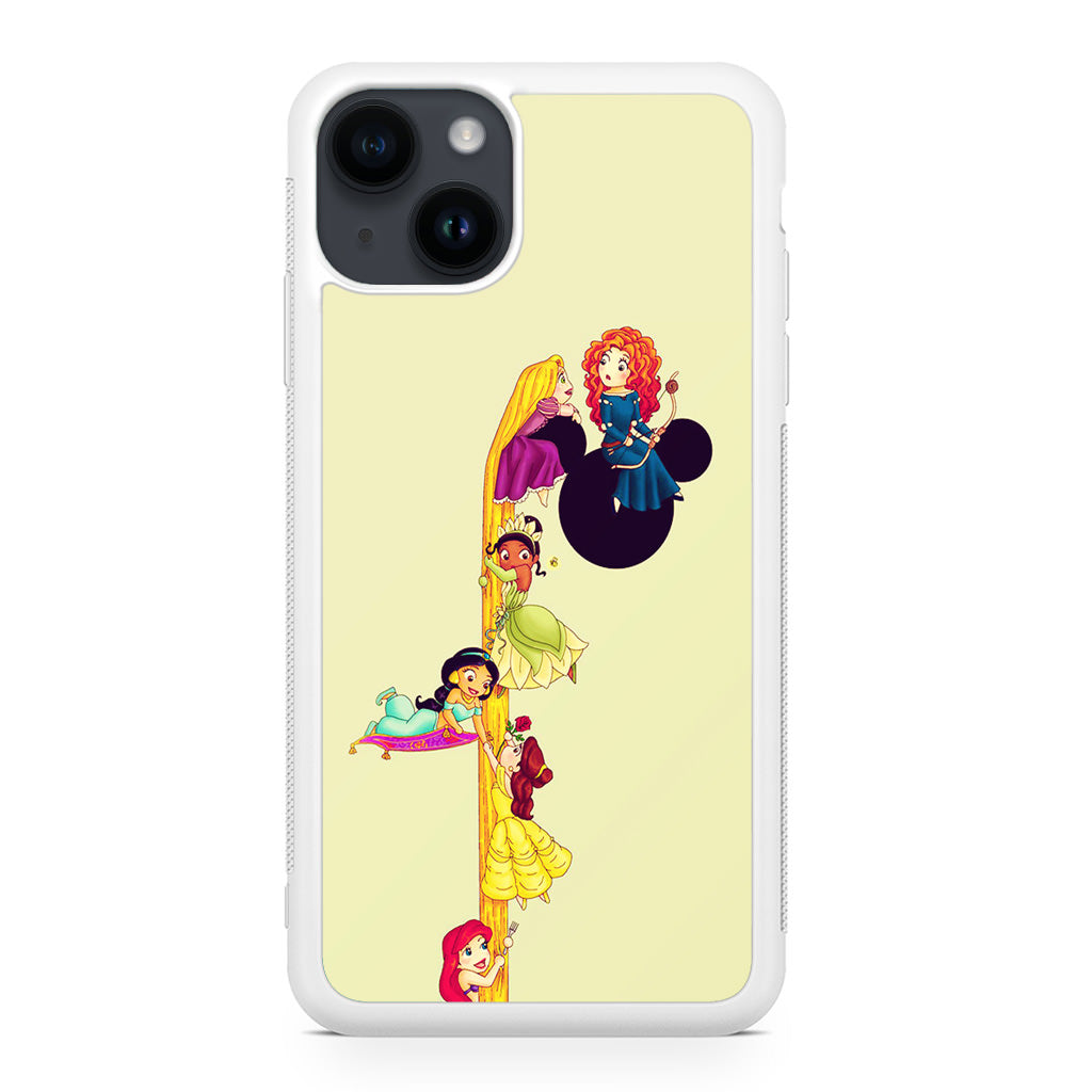 Princesses Climbing Rapunzel's Hair iPhone 14 / 14 Plus Case