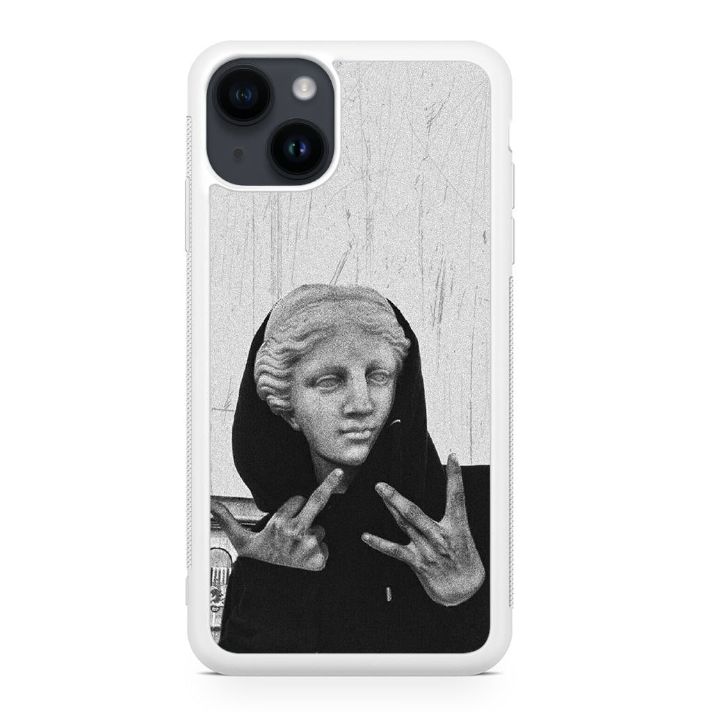 Greek Statue Wearing Hoodie iPhone 14 / 14 Plus Case