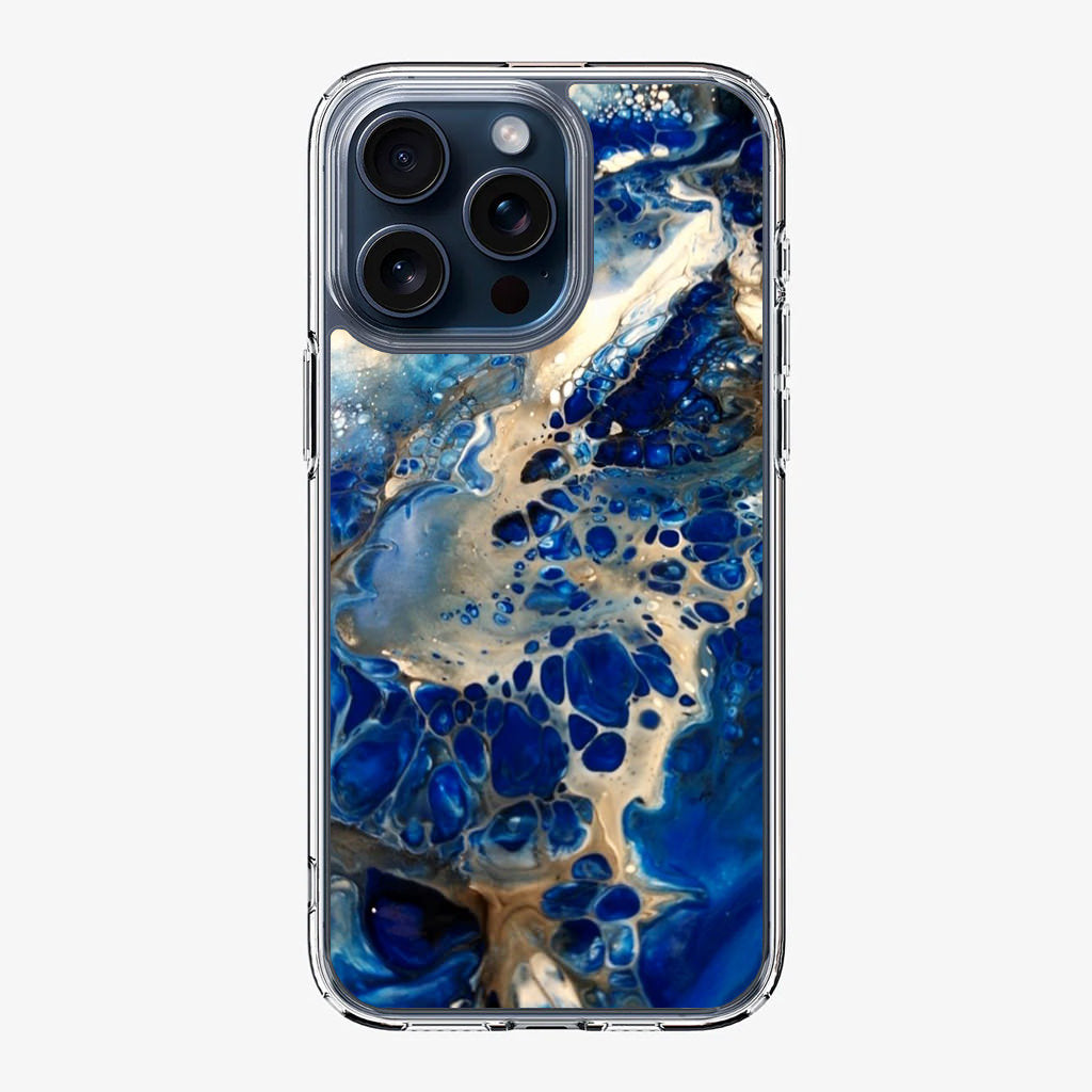 Abstract Golden Blue Paint Art iPhone 15 Pro / 15 Pro Max Case