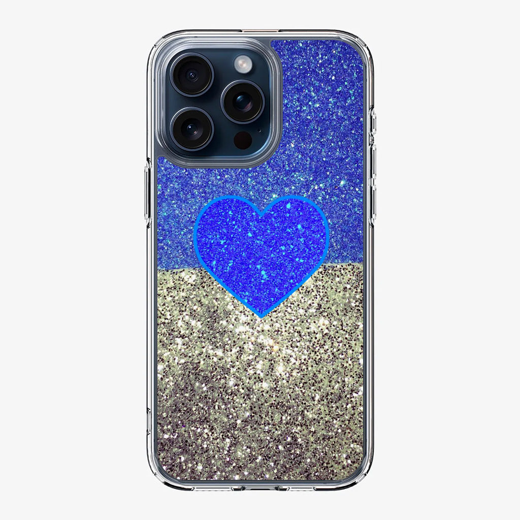 Love Glitter Blue and Grey iPhone 15 Pro / 15 Pro Max Case