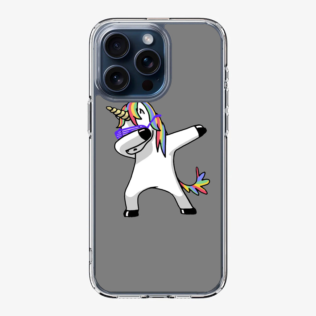 Unicorn Dabbing Grey iPhone 15 Pro / 15 Pro Max Case