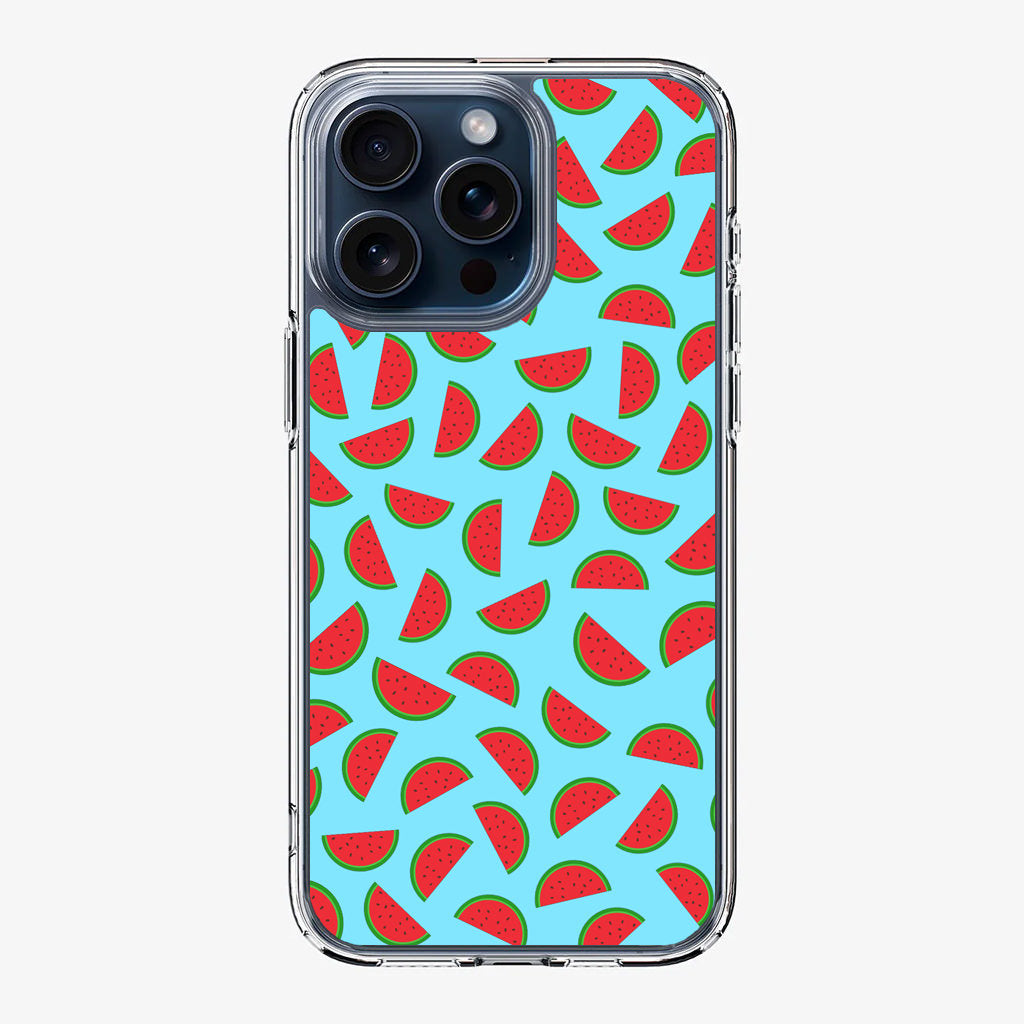 Watermelon Fruit Pattern Blue iPhone 15 Pro / 15 Pro Max Case