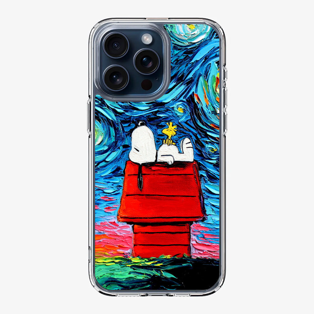 Dog Lying Under Starry Night Van Gogh iPhone 15 Pro / 15 Pro Max Case