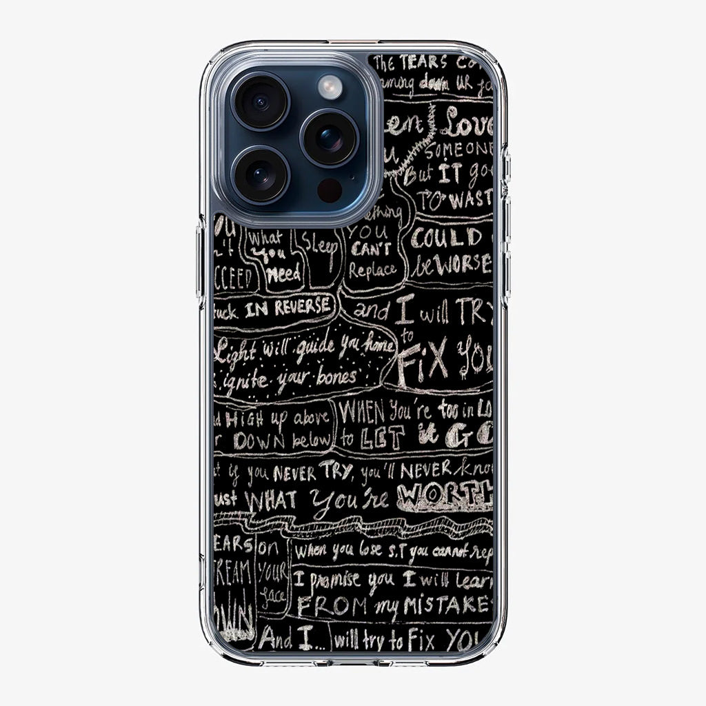 Fix You Lyrics iPhone 15 Pro / 15 Pro Max Case