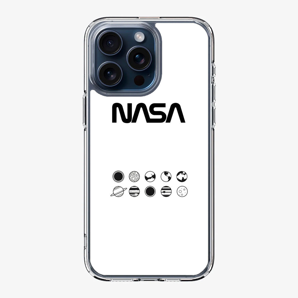 NASA Minimalist White iPhone 15 Pro / 15 Pro Max Case