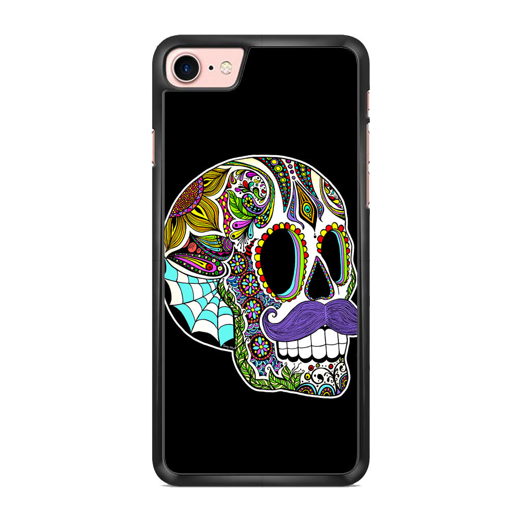 Mustache Sugar Skull iPhone 8 Case