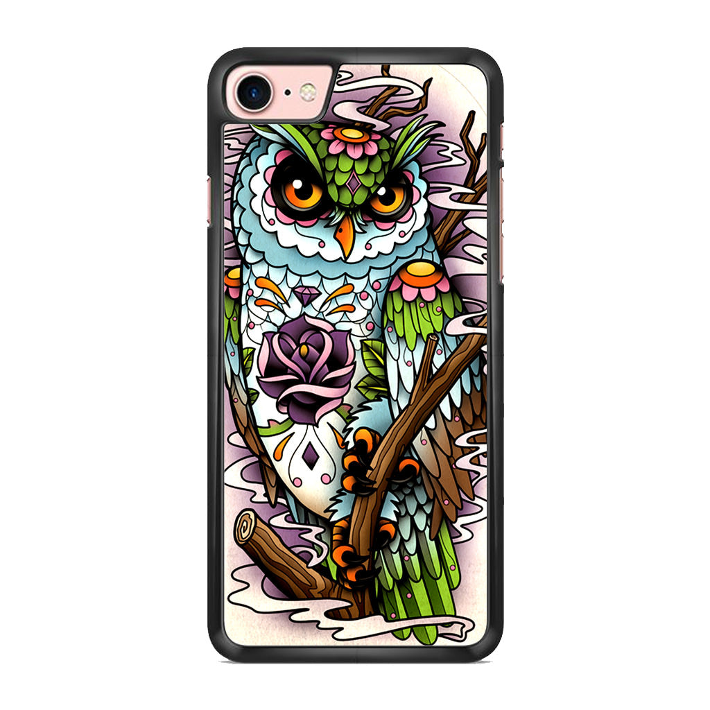 Sugar Skull Owl Tattoo iPhone 8 Case