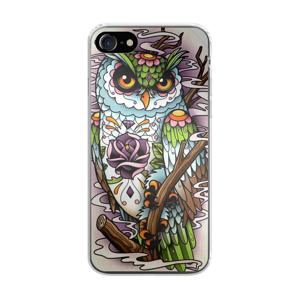 Sugar Skull Owl Tattoo iPhone 8 Case