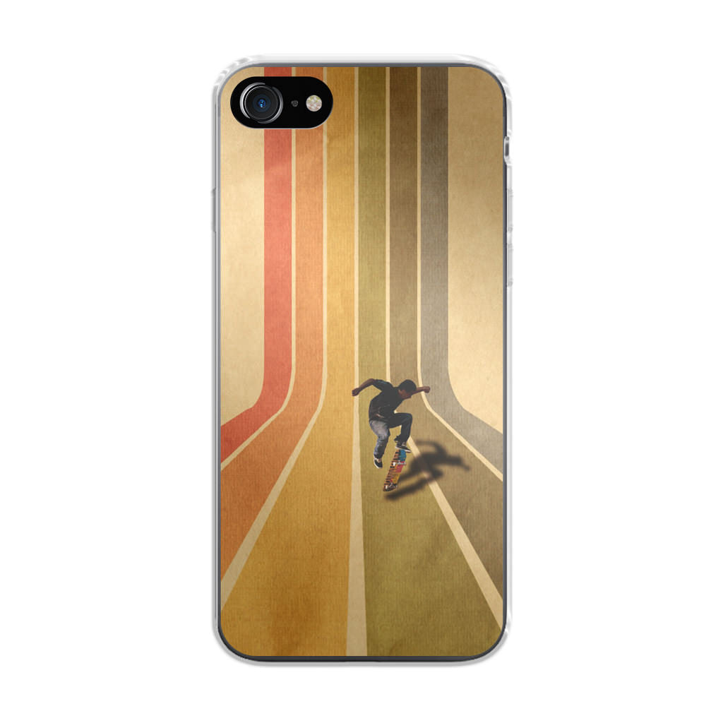 Vintage Skateboard On Colorful Stipe Runway iPhone 7 Case