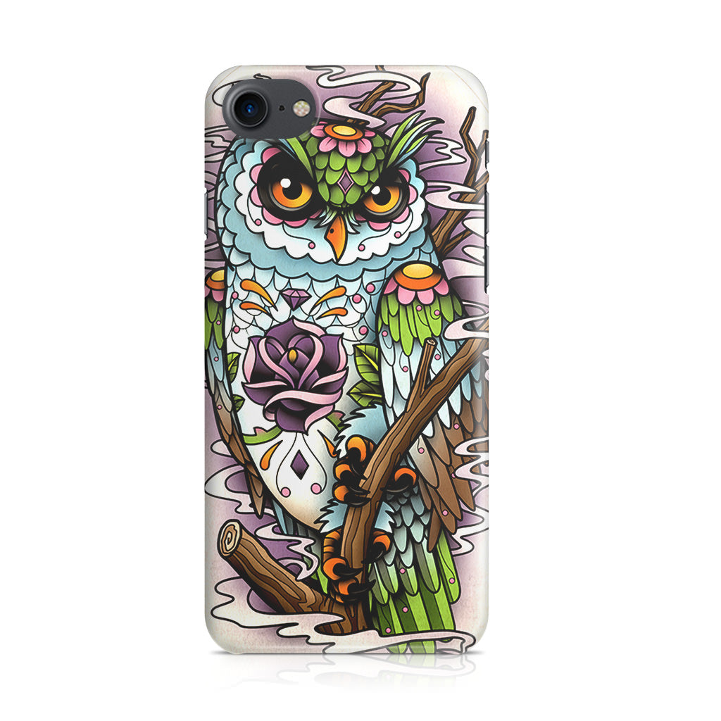 Sugar Skull Owl Tattoo iPhone 8 Case