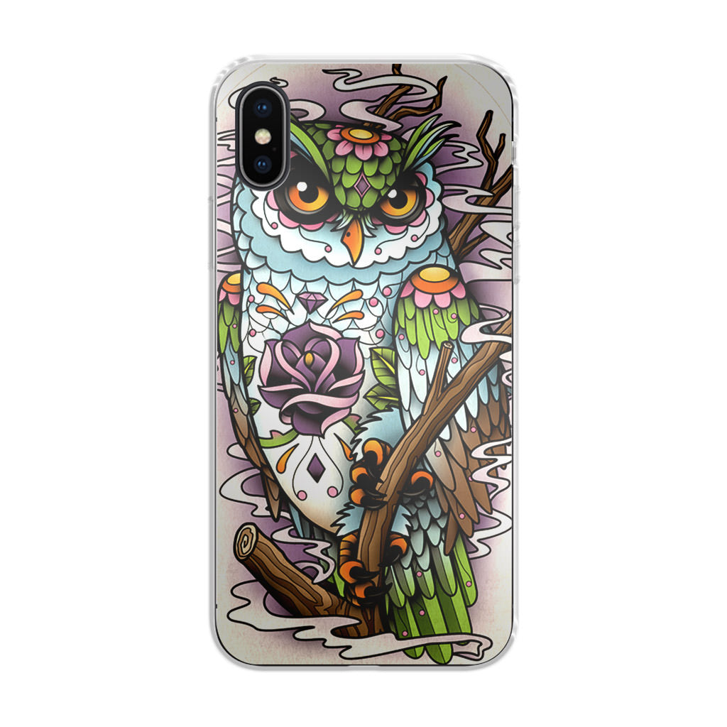 Sugar Skull Owl Tattoo iPhone X / XS / XS Max Case