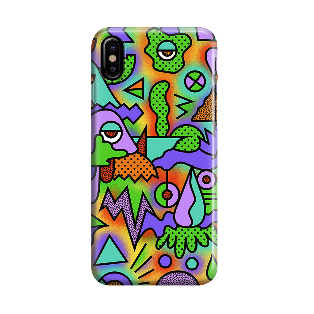 Abstract Colorful Doodle Art iPhone X / XS / XS Max Case