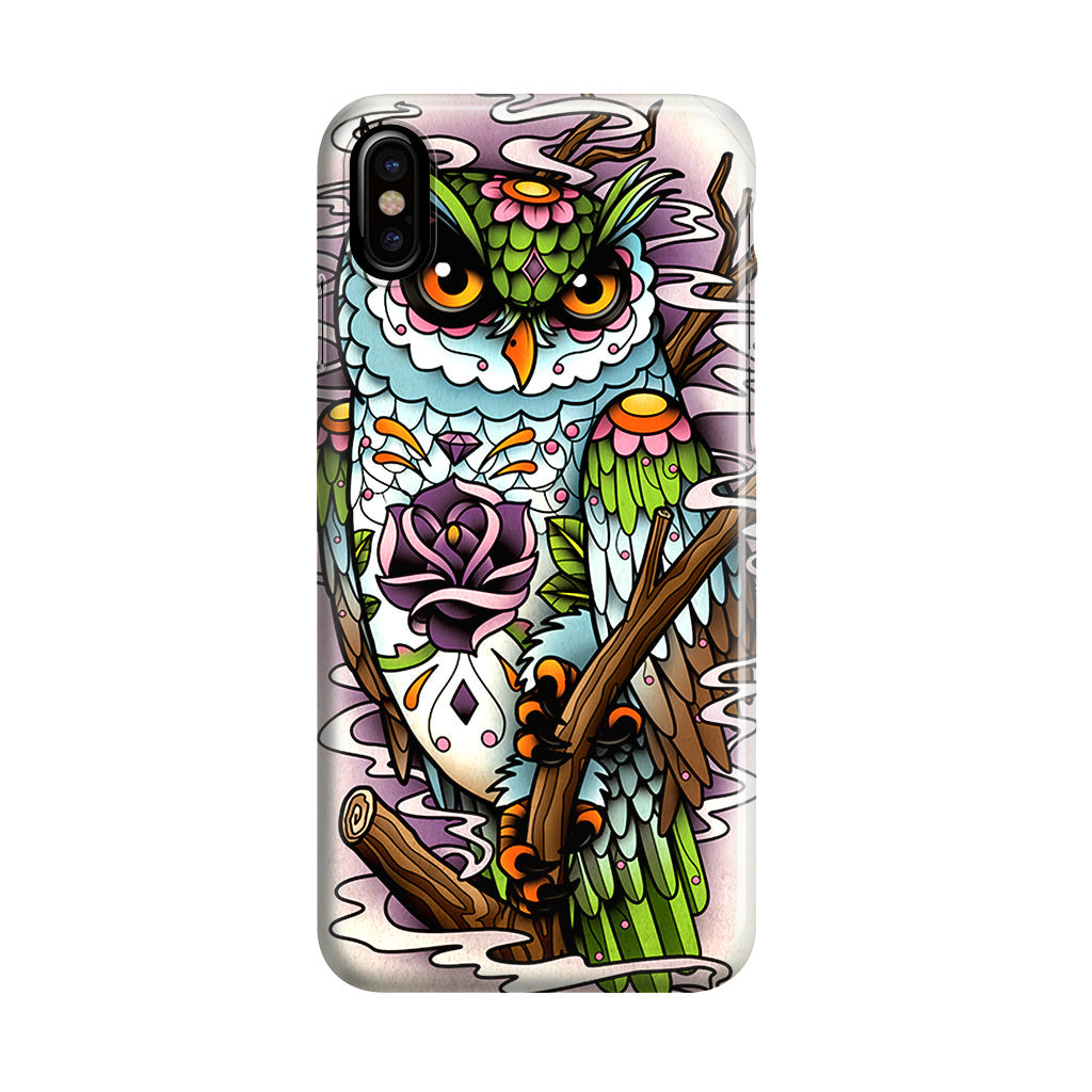 Sugar Skull Owl Tattoo iPhone X / XS / XS Max Case