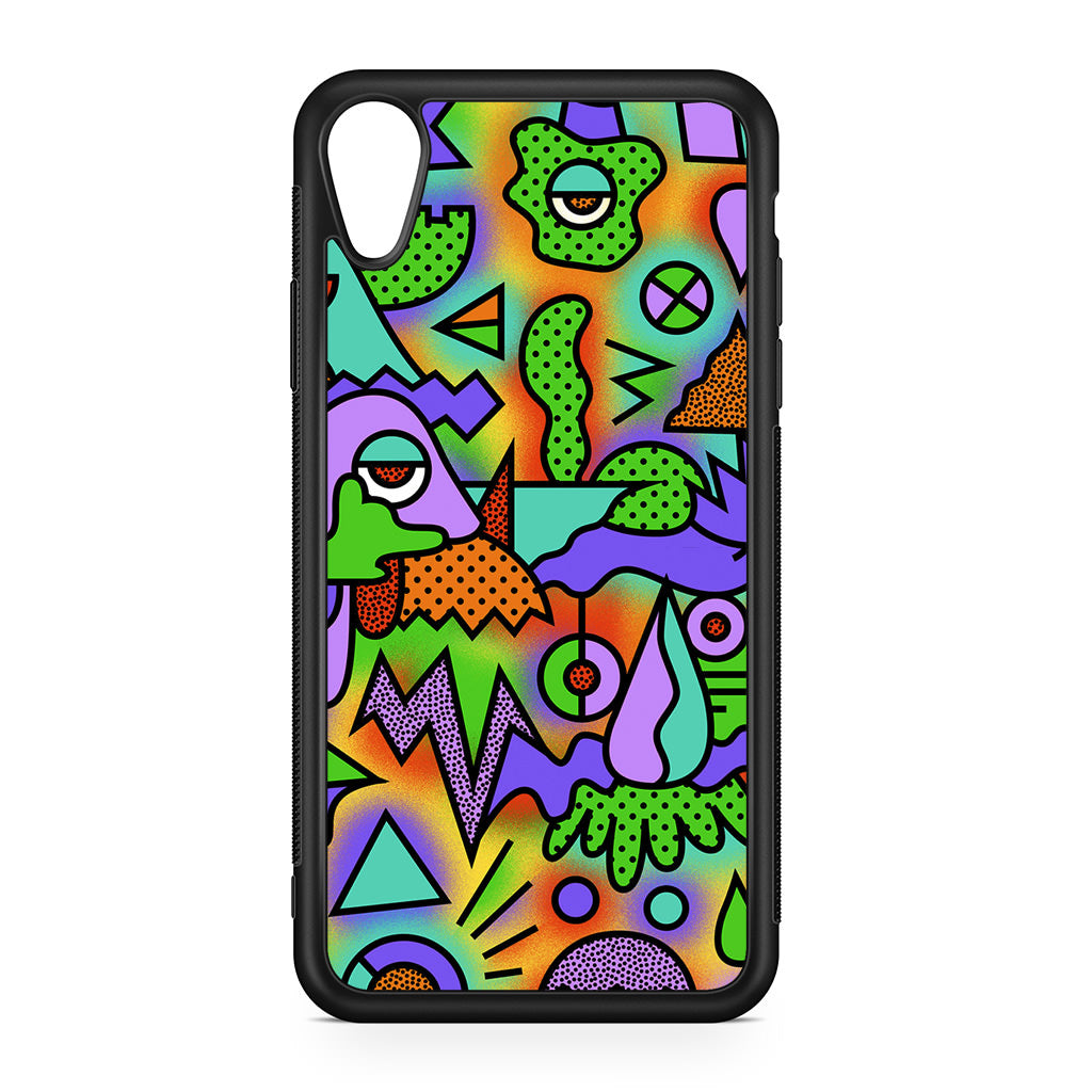 Abstract Colorful Doodle Art iPhone XR Case