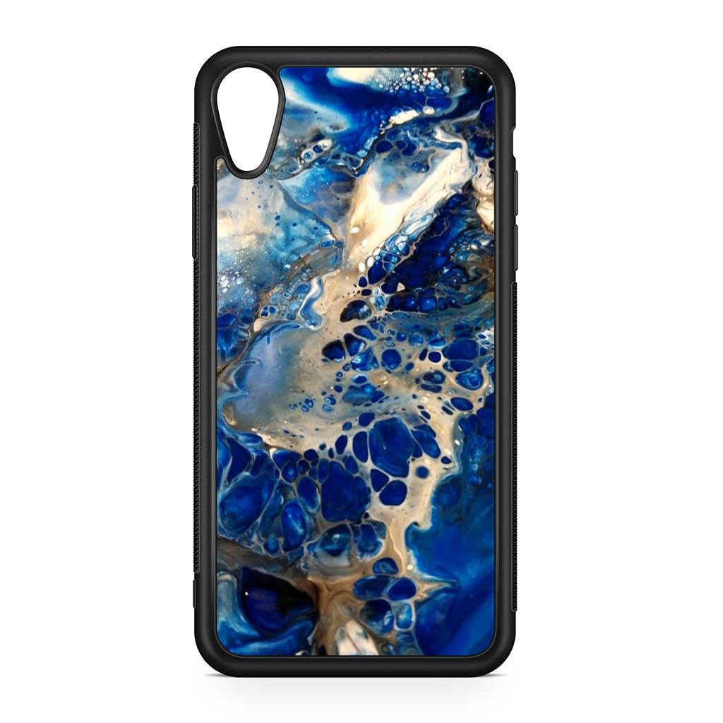 Abstract Golden Blue Paint Art iPhone XR Case