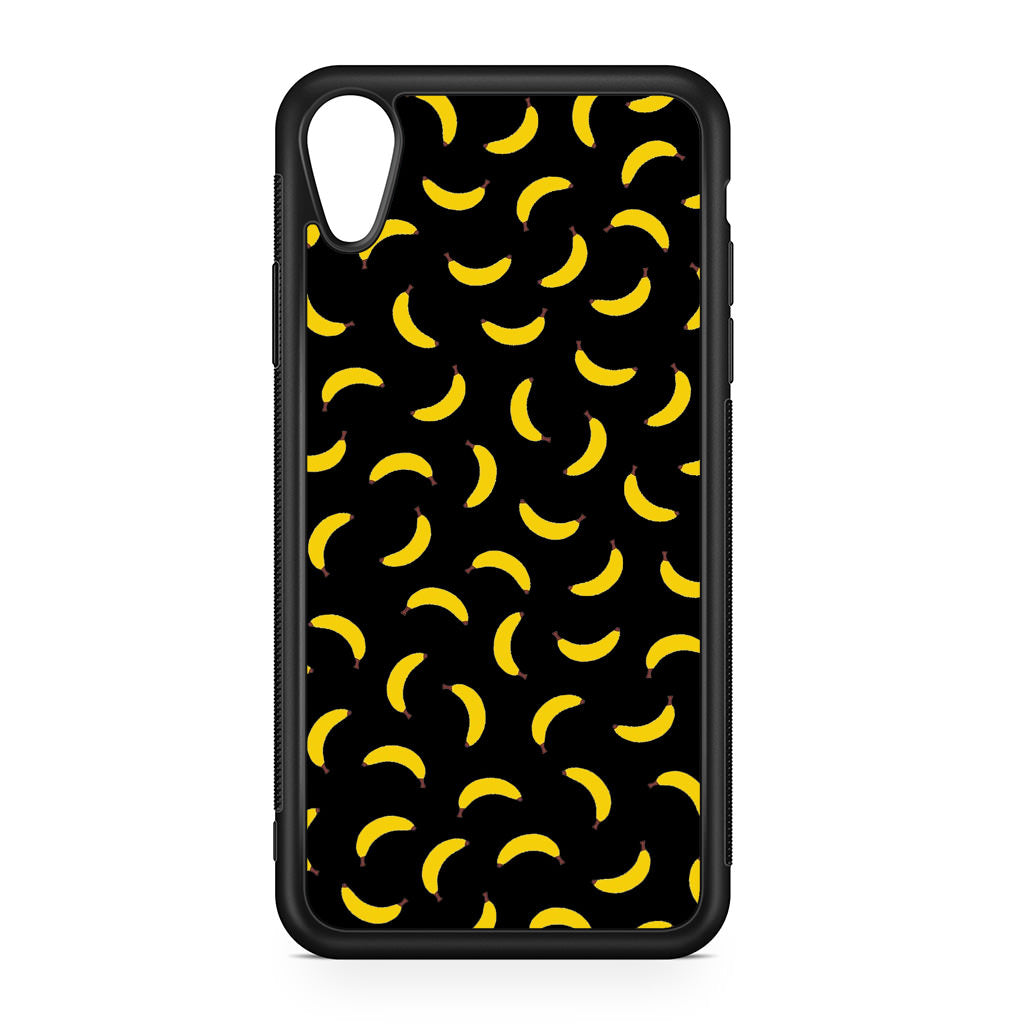 Bananas Fruit Pattern Black iPhone XR Case