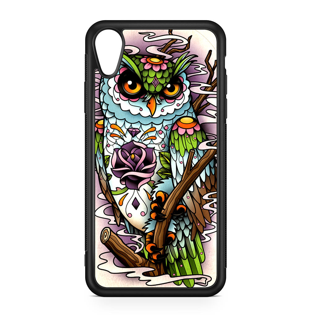 Sugar Skull Owl Tattoo iPhone XR Case