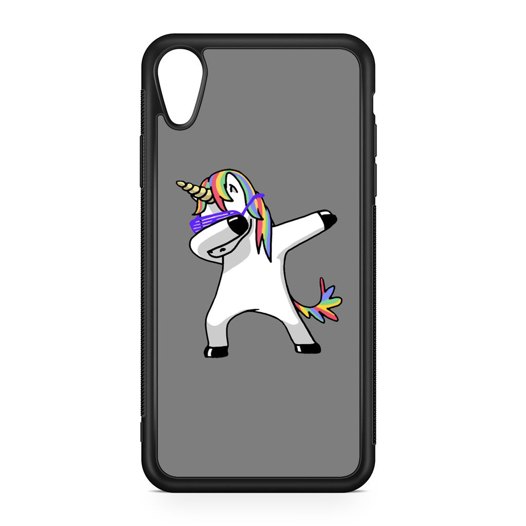 Unicorn Dabbing Grey iPhone XR Case