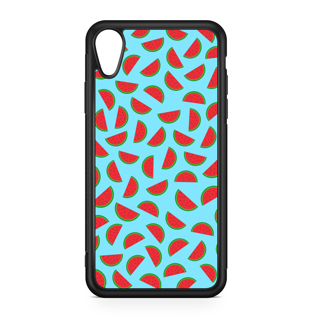 Watermelon Fruit Pattern Blue iPhone XR Case