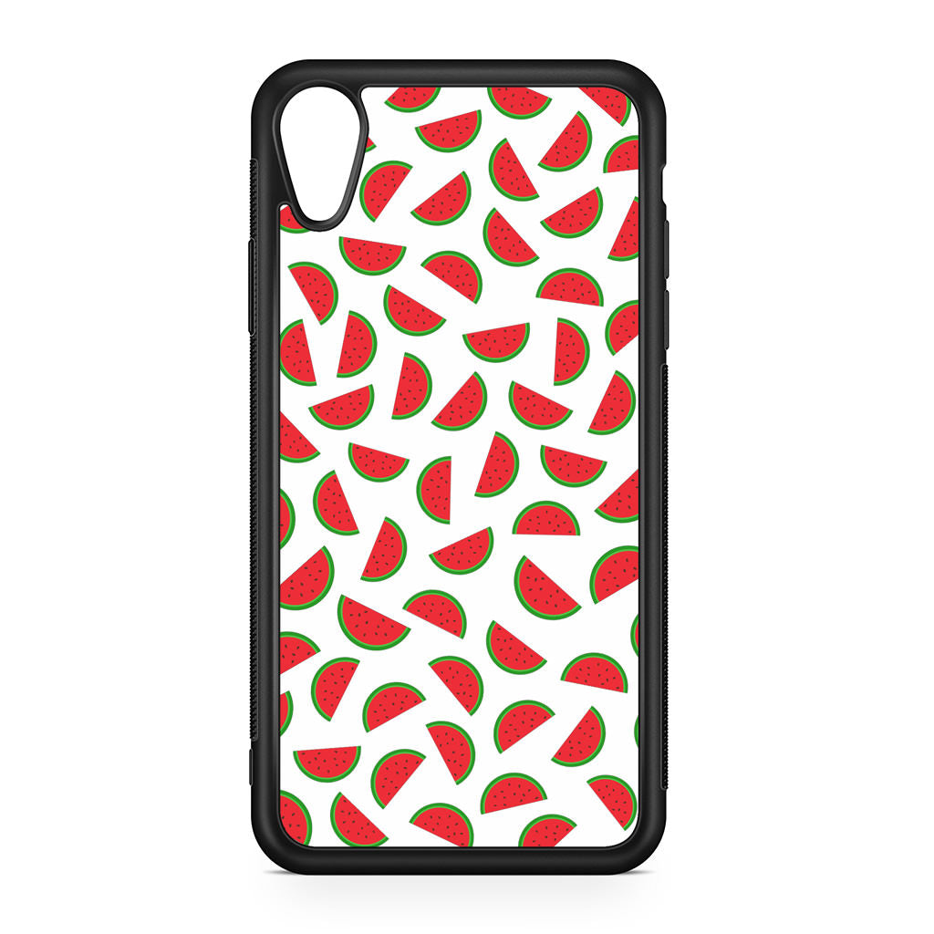 Watermelon Fruit Pattern White iPhone XR Case