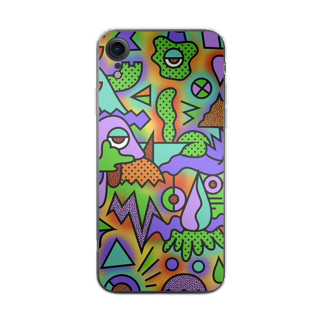 Abstract Colorful Doodle Art iPhone XR Case