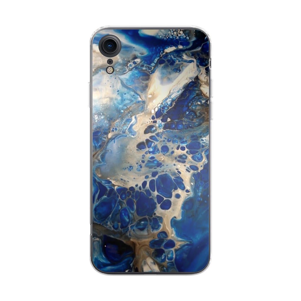 Abstract Golden Blue Paint Art iPhone XR Case