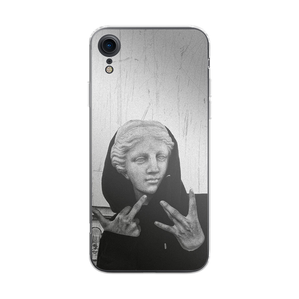 Greek Statue Wearing Hoodie iPhone XR Case