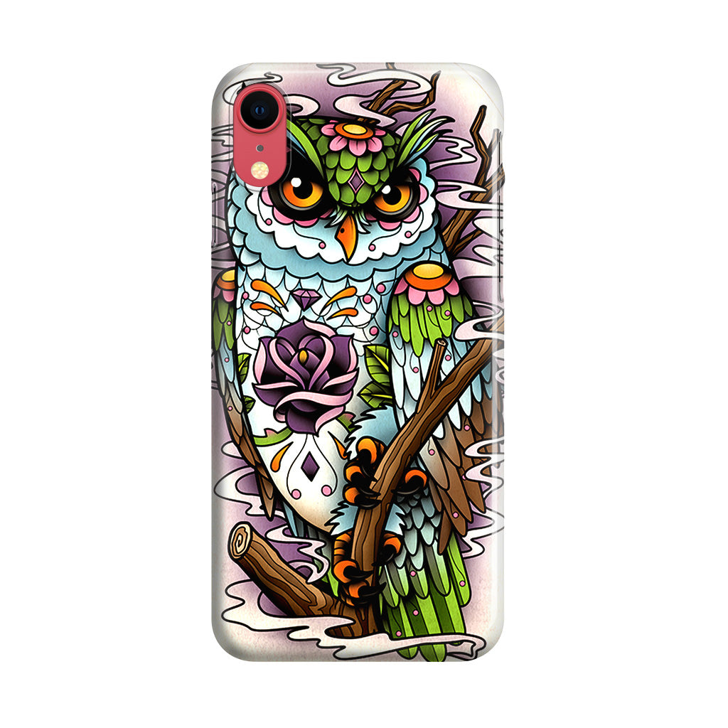 Sugar Skull Owl Tattoo iPhone XR Case