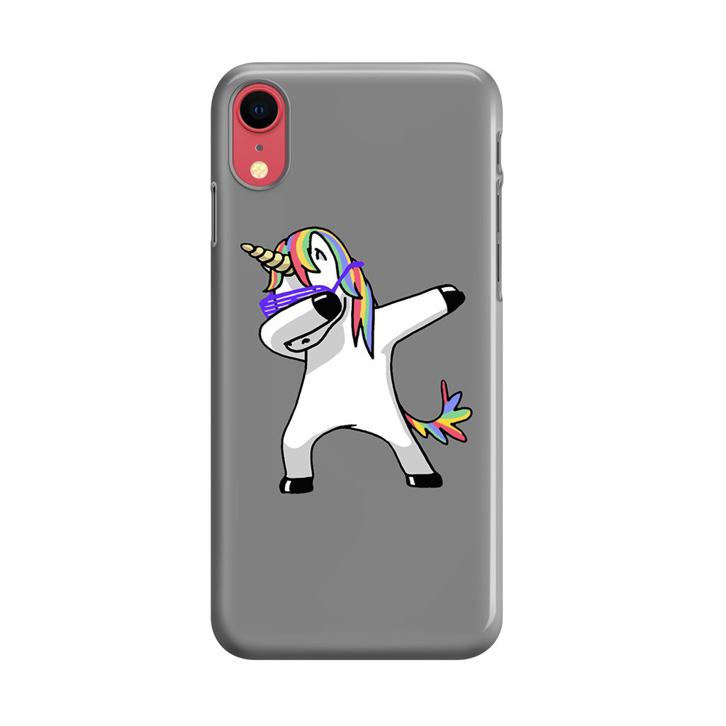 Unicorn Dabbing Grey iPhone XR Case