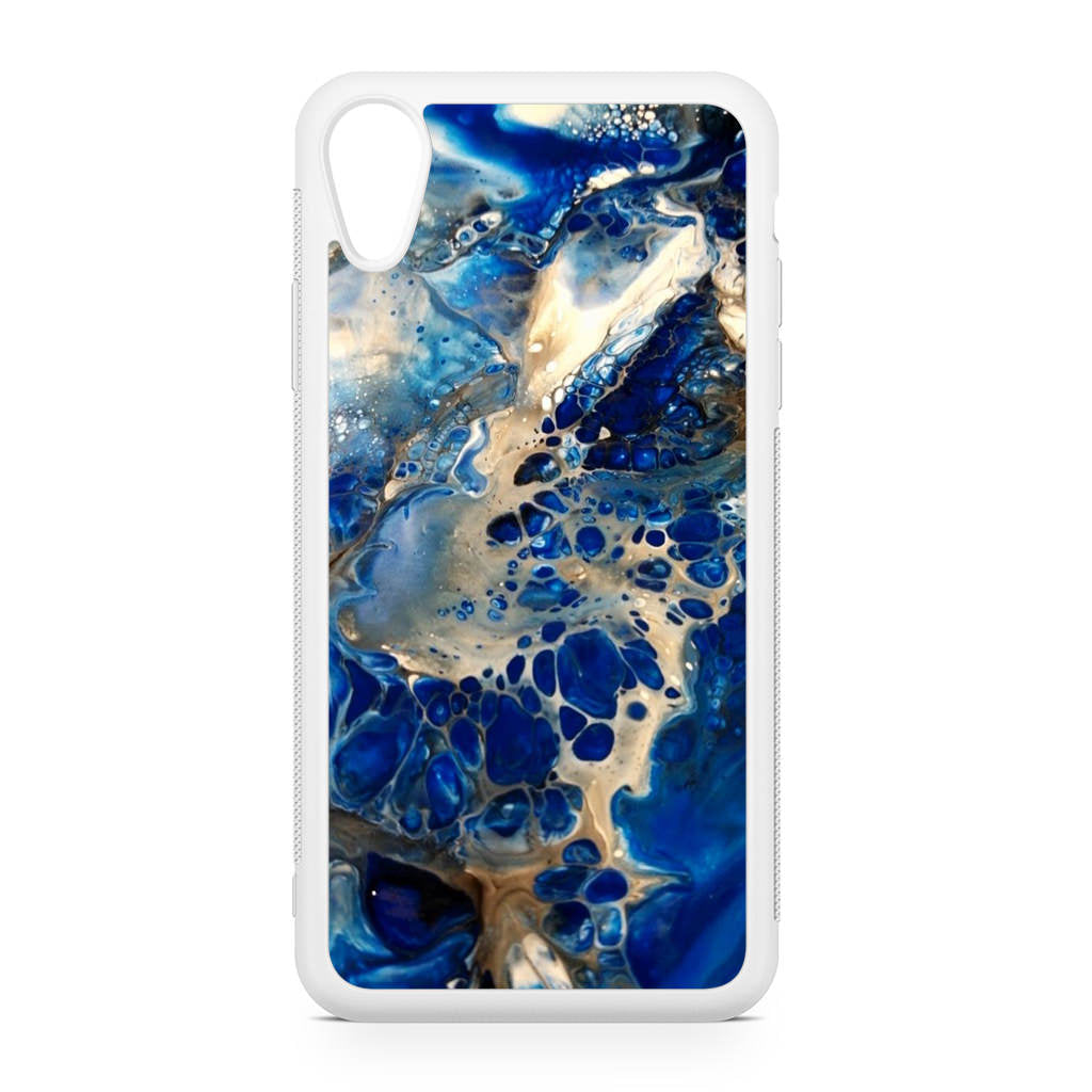 Abstract Golden Blue Paint Art iPhone XR Case