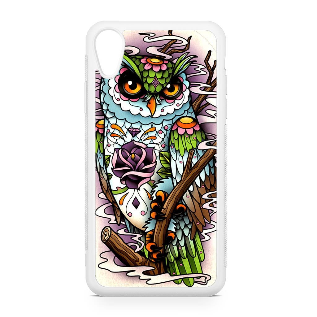 Sugar Skull Owl Tattoo iPhone XR Case