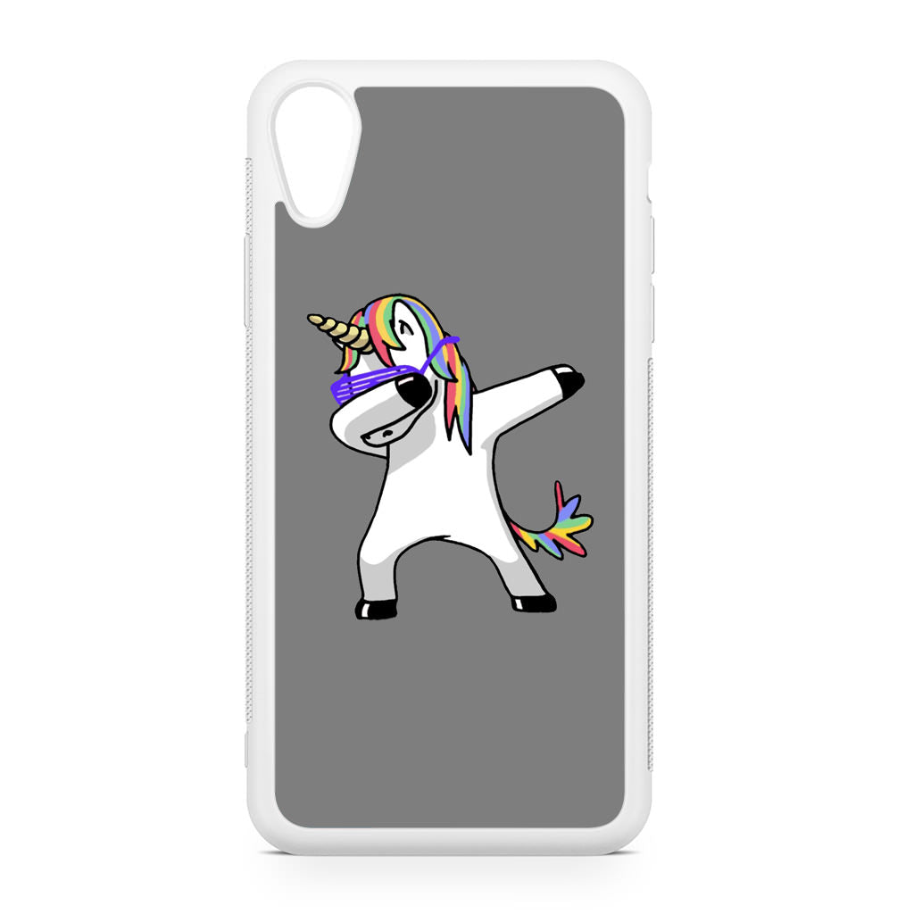 Unicorn Dabbing Grey iPhone XR Case