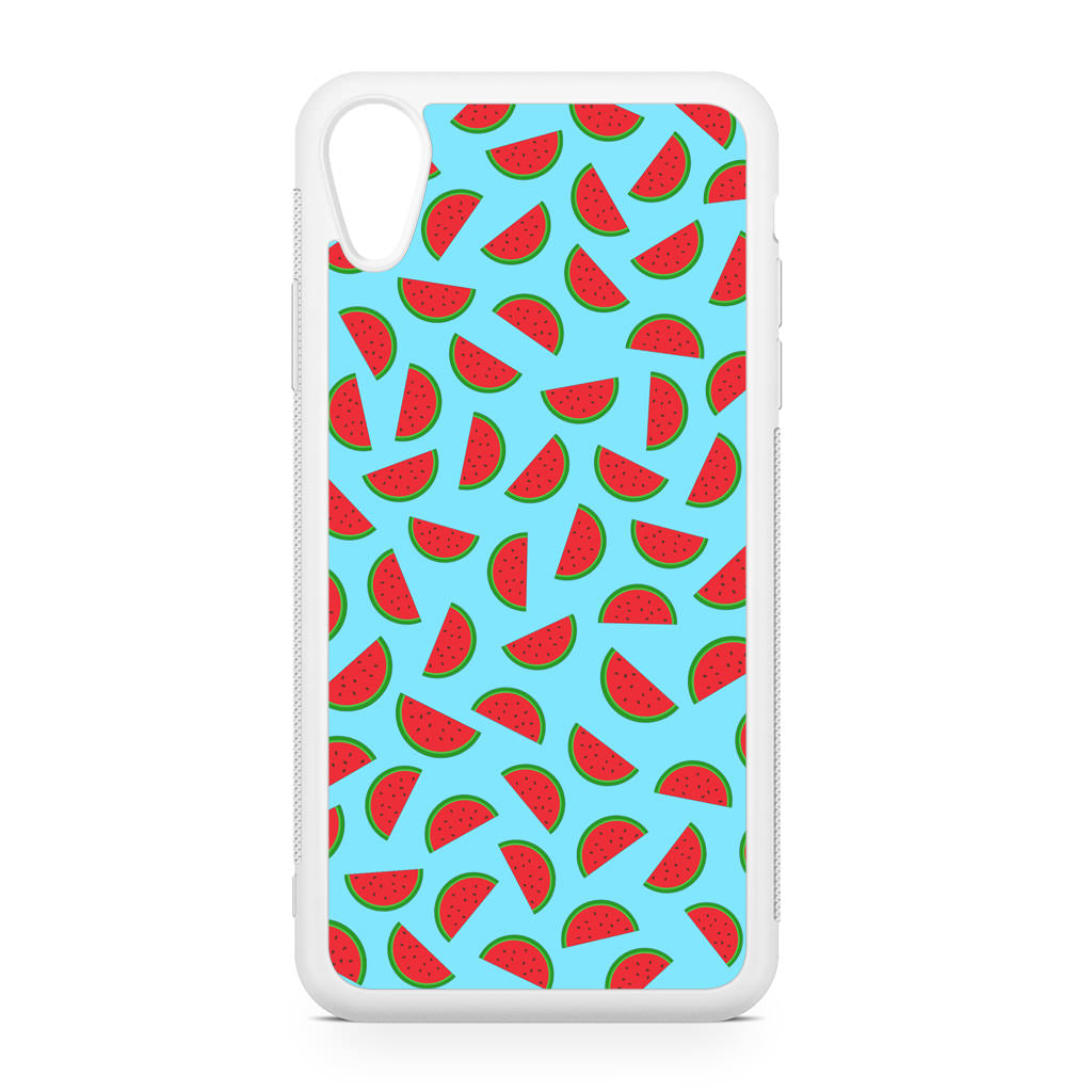 Watermelon Fruit Pattern Blue iPhone XR Case