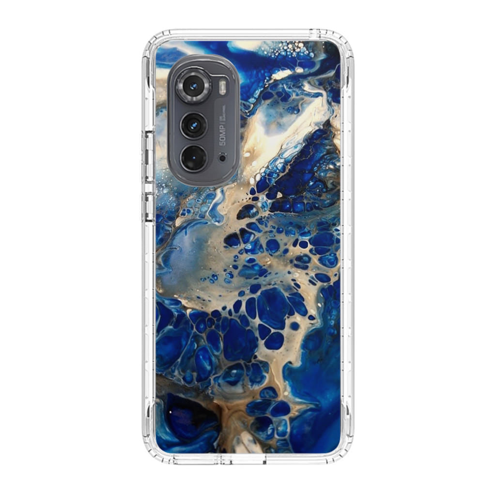 Abstract Golden Blue Paint Art Motorola Edge 2022 Case