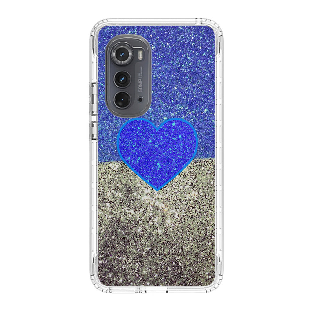 Love Glitter Blue and Grey Motorola Edge 2022 Case