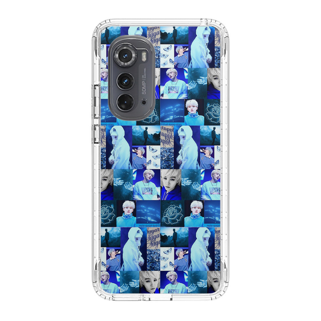 BTS Suga Blue Aesthetic Collage Motorola Edge 2022 Case