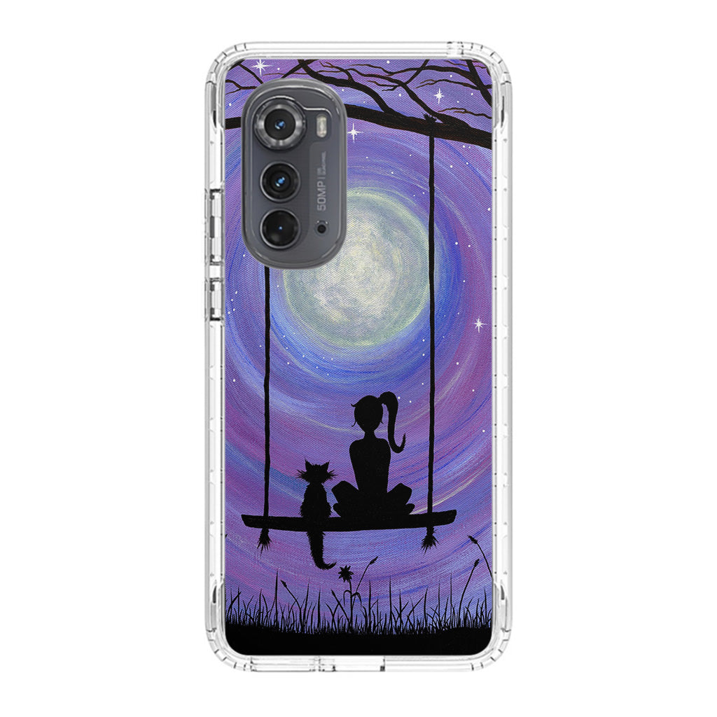 Girl Cat and Moon Motorola Edge 2022 Case